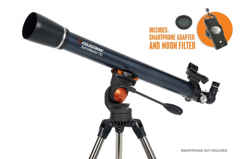 Celestron AstroMaster 70AZ f/13 Refractor Telescope with Smartphone Adapter & Moon Filter