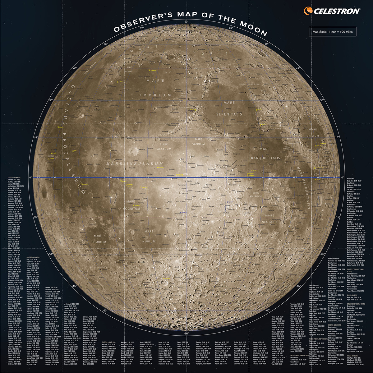 Celestron Observers Map Of The Moon