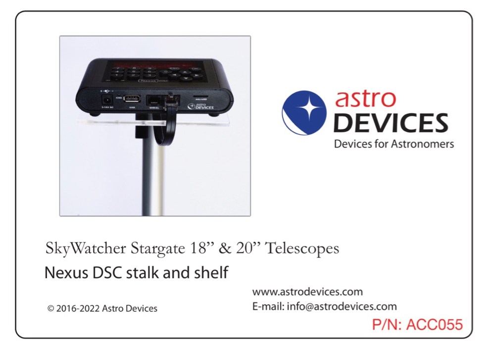 Astro Devices Nexus DSC shelf & stalk for Sky-Watcher StarGate - 700mm high