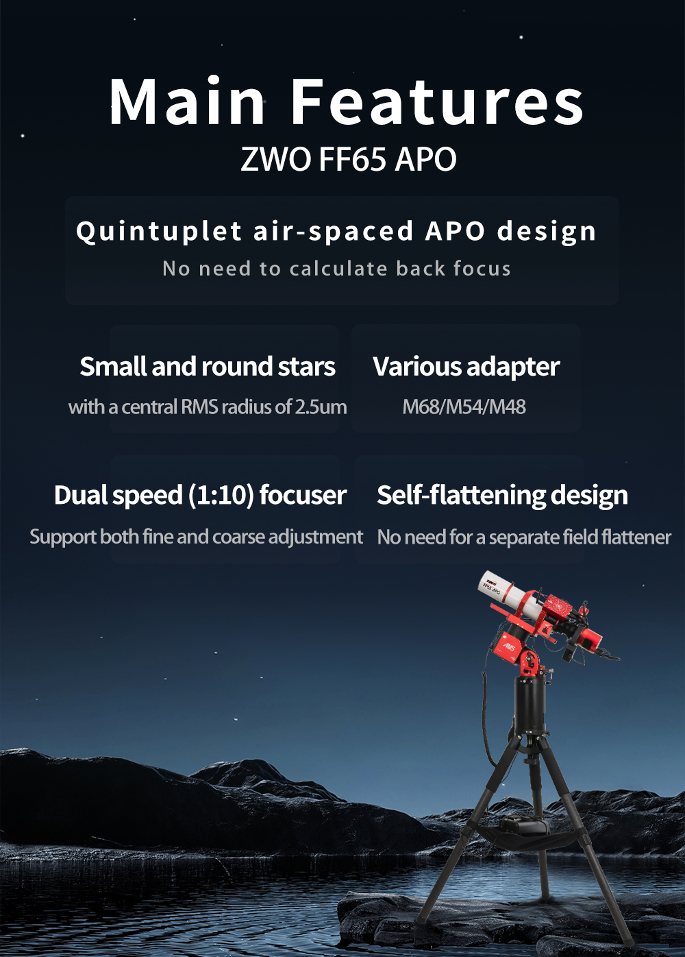 ZWO FF65 APO Refractor Telescope First Light Optics
