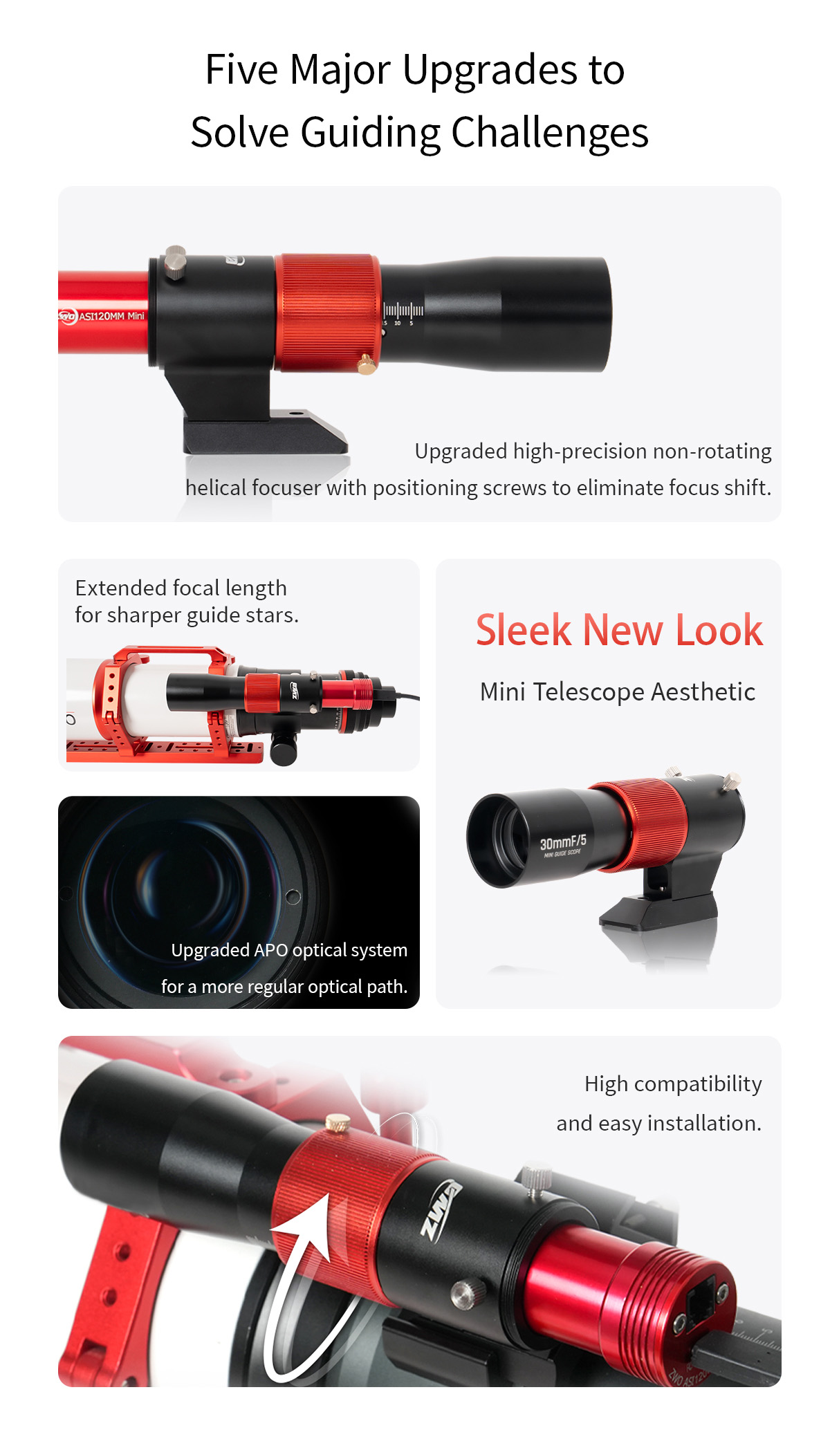 ZWO 30mm f/5 APO Mini Guide Scope | First Light Optics